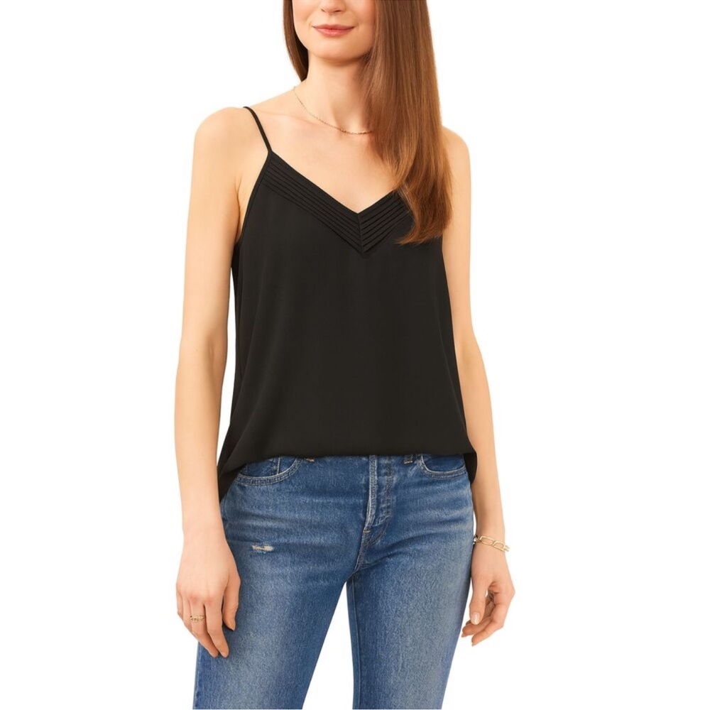 NWT 1. State Black Pintuck V-Neck Camisole Tank Top (Size XS)